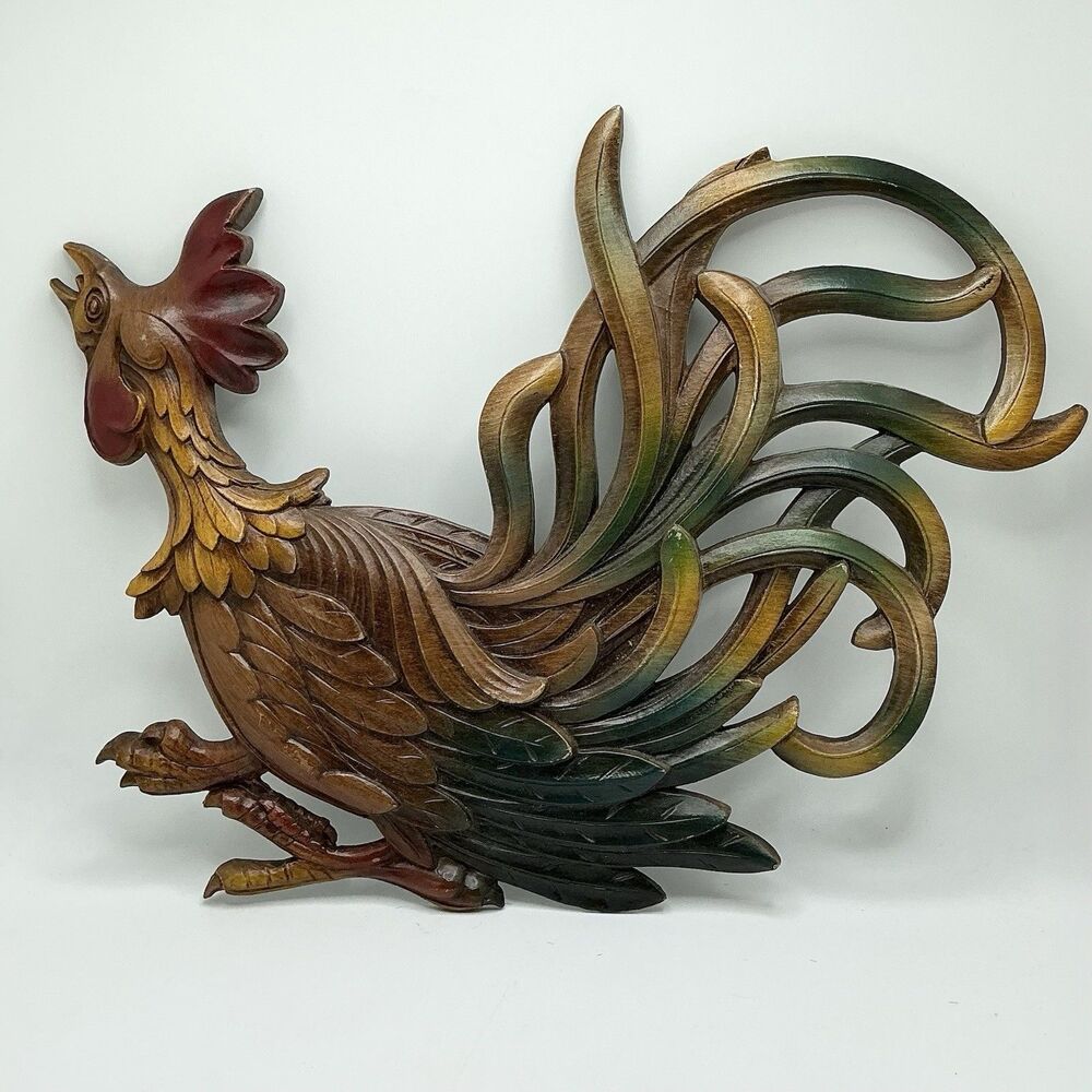Vintage 1965 Syroco Fighting Rooster Wall Art Decor MCM | Chicken | USA